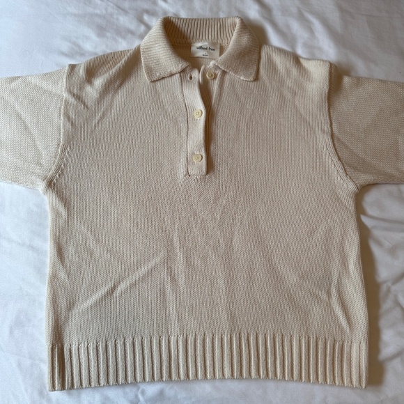 Wilfred Free Knit Polo Sweater in Light Birch - Picture 1 of 5